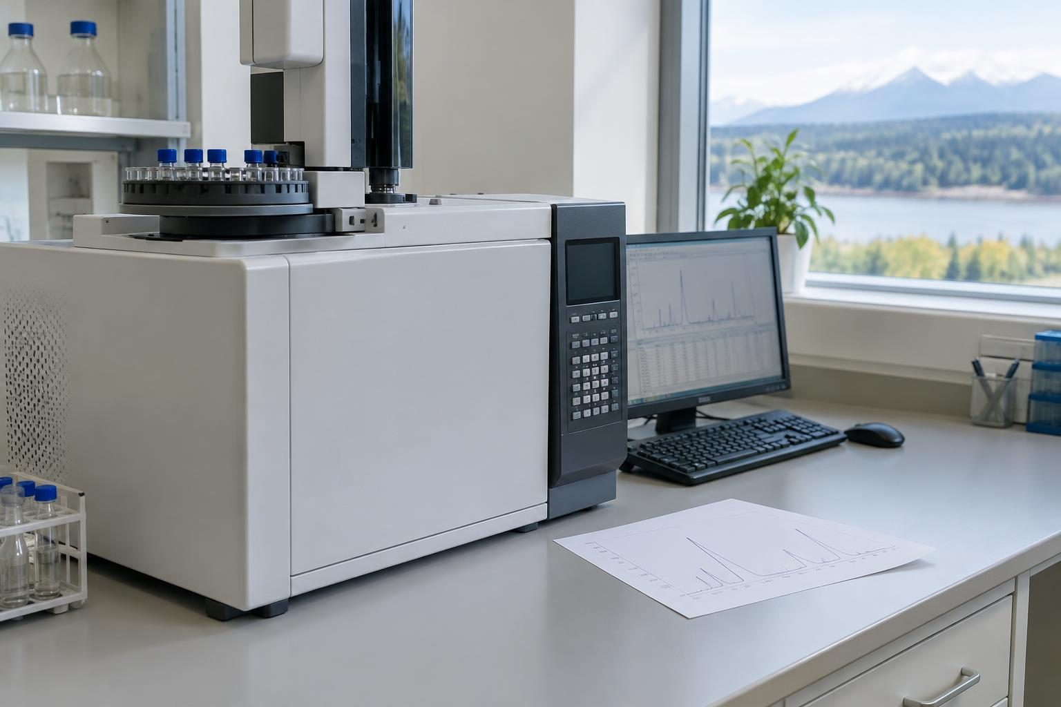 Gas chromatograph with a printed chromatogram